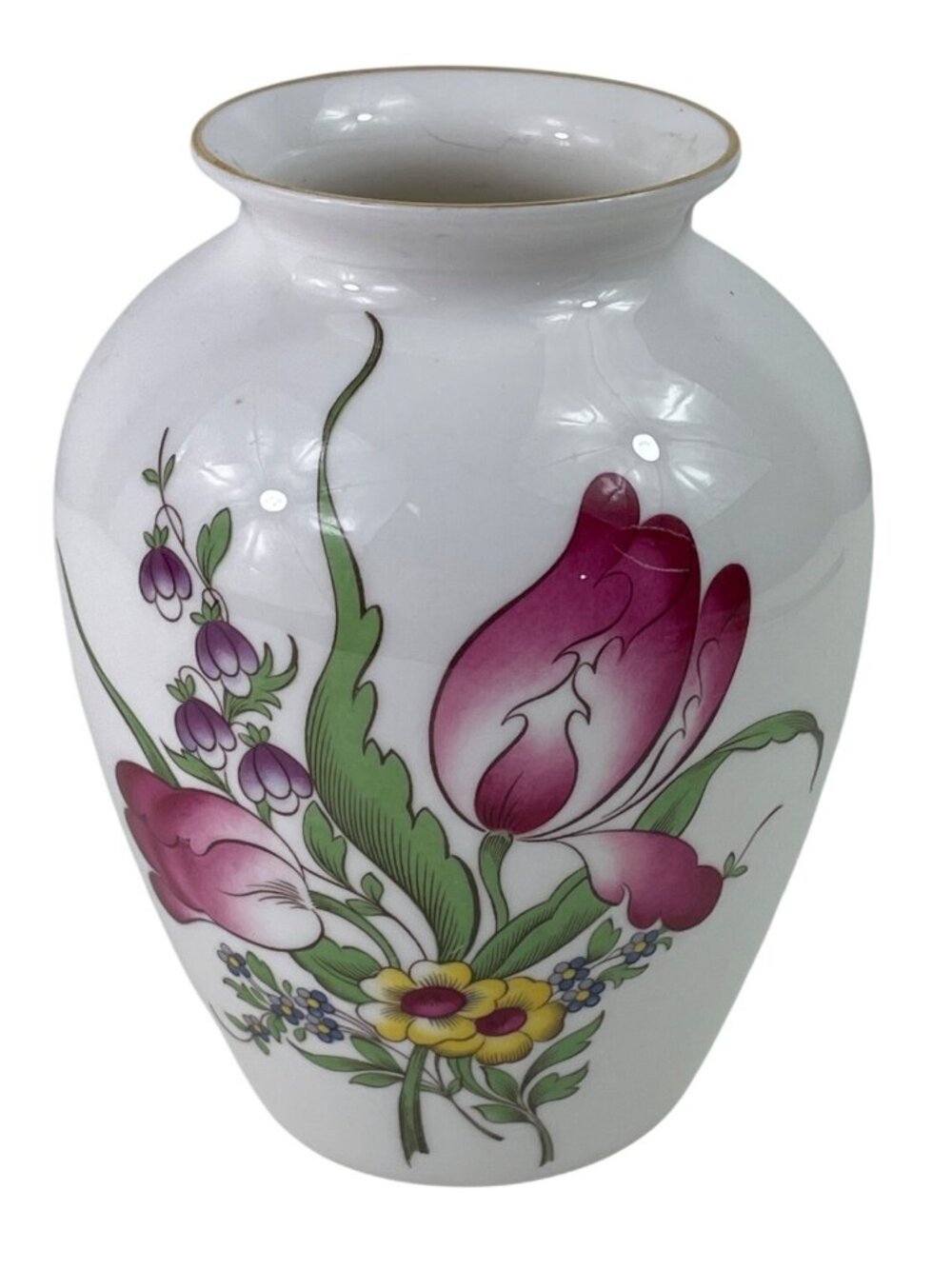 Spode Marlborough Spray Tulips (Gold Trim) 5.5" Bone China Vase